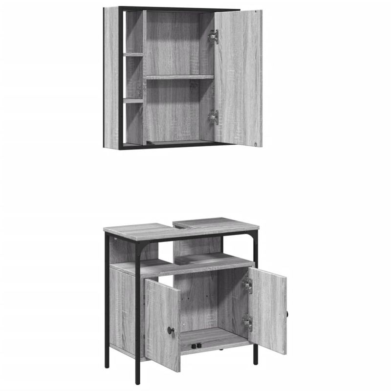 Casa si Gradina - Mobilier - Seturi de mobilier - Seturi baie - Set mobilier de baie, 2 piese, gri sonoma, lemn prelucrat - Infinity.ro