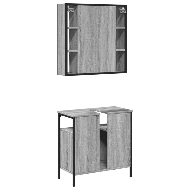 Casa si Gradina - Mobilier - Seturi de mobilier - Seturi baie - Set mobilier de baie, 2 piese, gri sonoma, lemn prelucrat - Infinity.ro