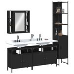 Casa si Gradina - Mobilier - Seturi de mobilier - Seturi baie - Set dulapuri de baie, 4 piese, negru, lemn prelucrat - Infinity.ro