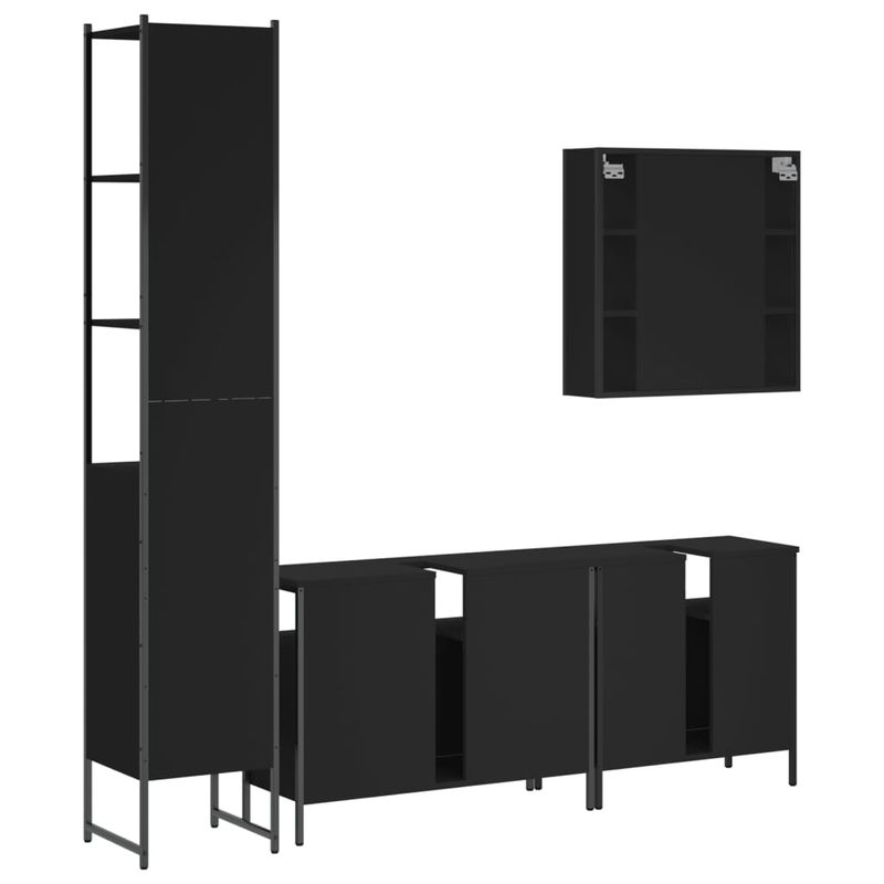 Casa si Gradina - Mobilier - Seturi de mobilier - Seturi baie - Set dulapuri de baie, 4 piese, negru, lemn prelucrat - Infinity.ro