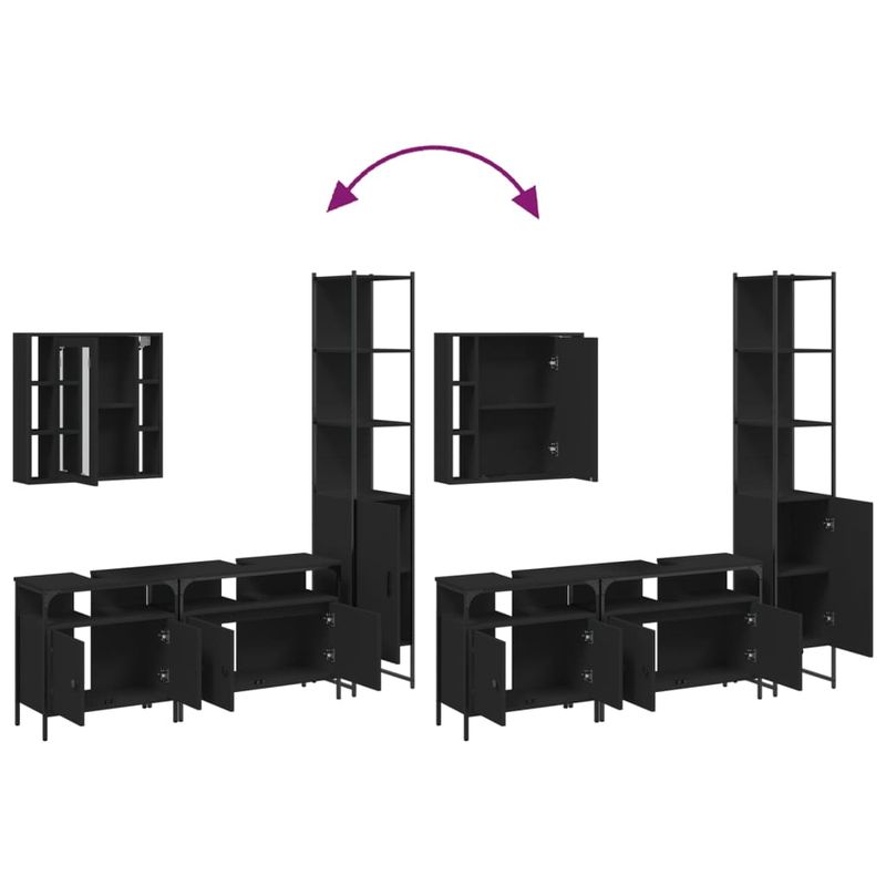 Casa si Gradina - Mobilier - Seturi de mobilier - Seturi baie - Set dulapuri de baie, 4 piese, negru, lemn prelucrat - Infinity.ro