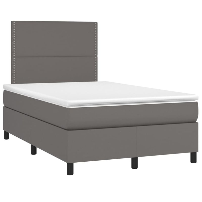 Casa si Gradina - Mobilier - Paturi si accesorii - Paturi - Pat cu arcuri, cu saltea & LED, gri, 120x190 cm, piele eco - Infinity.ro