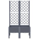 Casa si Gradina - Gradinarit si plante - Plante si ghivece - Ghivece si suporturi - Jardiniera de gradina cu spalier, gri, 80x40x142 cm, PP - Infinity.ro