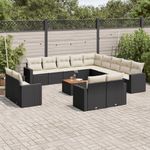 Casa si Gradina - Gradina si terasa - Mobilier exterior - Seturi mobila gradina - Set mobilier de gradina cu perne, 14 piese, negru, poliratan - Infinity.ro