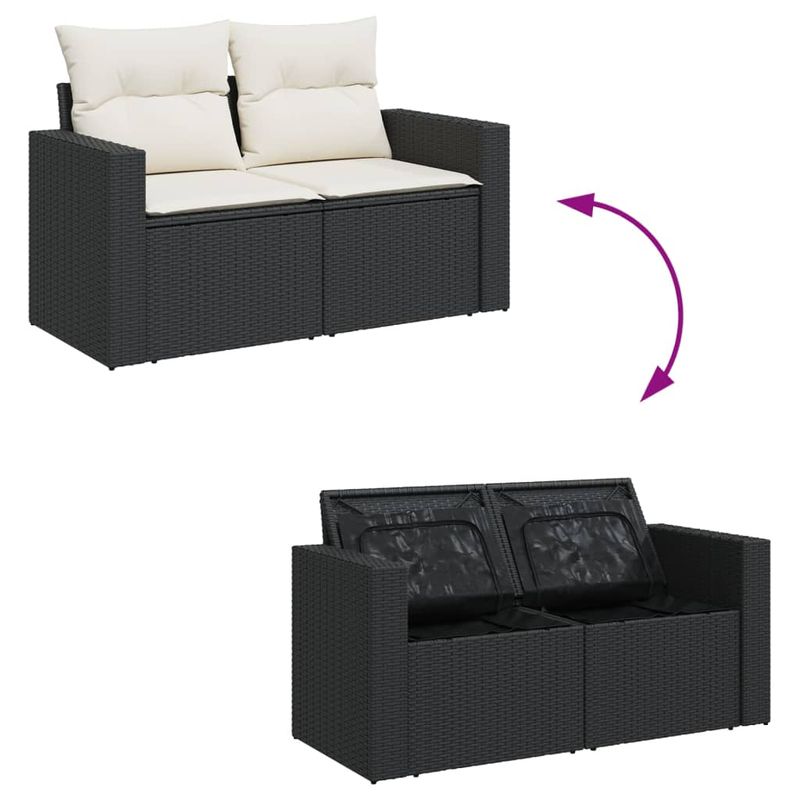 Casa si Gradina - Gradina si terasa - Mobilier exterior - Seturi mobila gradina - Set mobilier de gradina cu perne, 14 piese, negru, poliratan - Infinity.ro