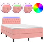 Casa si Gradina - Mobilier - Paturi si accesorii - Paturi - Pat cu arcuri, cu saltea si LED, roz, 120x190 cm catifea - Infinity.ro
