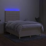 Casa si Gradina - Mobilier - Paturi si accesorii - Paturi - Pat cu arcuri, saltea si LED, crem, 120x190 cm, textil - Infinity.ro