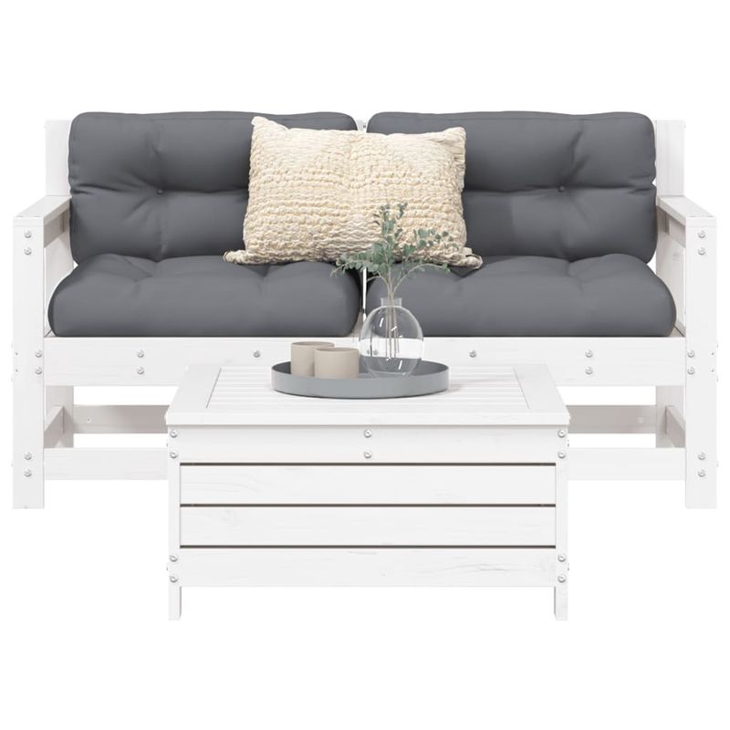 Casa si Gradina - Gradina si terasa - Mobilier exterior - Seturi mobila gradina - Set canapea de gradina, 3 piese, alb, lemn masiv de pin - Infinity.ro