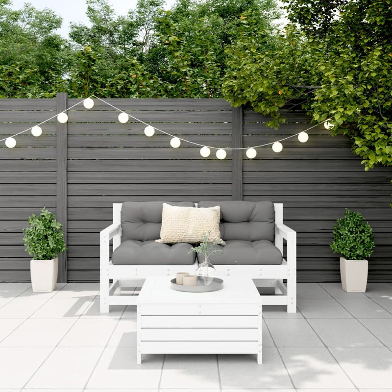 Casa si Gradina - Gradina si terasa - Mobilier exterior - Seturi mobila gradina - Set canapea de gradina, 3 piese, alb, lemn masiv de pin - Infinity.ro