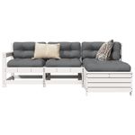 Casa si Gradina - Gradina si terasa - Mobilier exterior - Seturi mobila gradina - Set canapea de gradina, 4 piese, alb, lemn masiv pin - Infinity.ro
