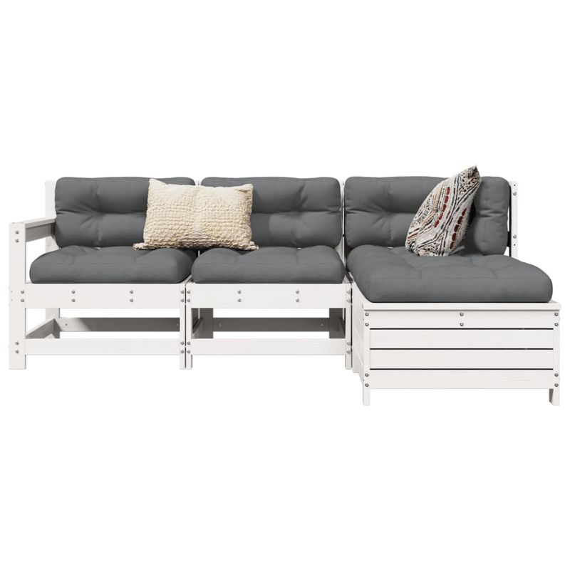 Casa si Gradina - Gradina si terasa - Mobilier exterior - Seturi mobila gradina - Set canapea de gradina, 4 piese, alb, lemn masiv pin - Infinity.ro