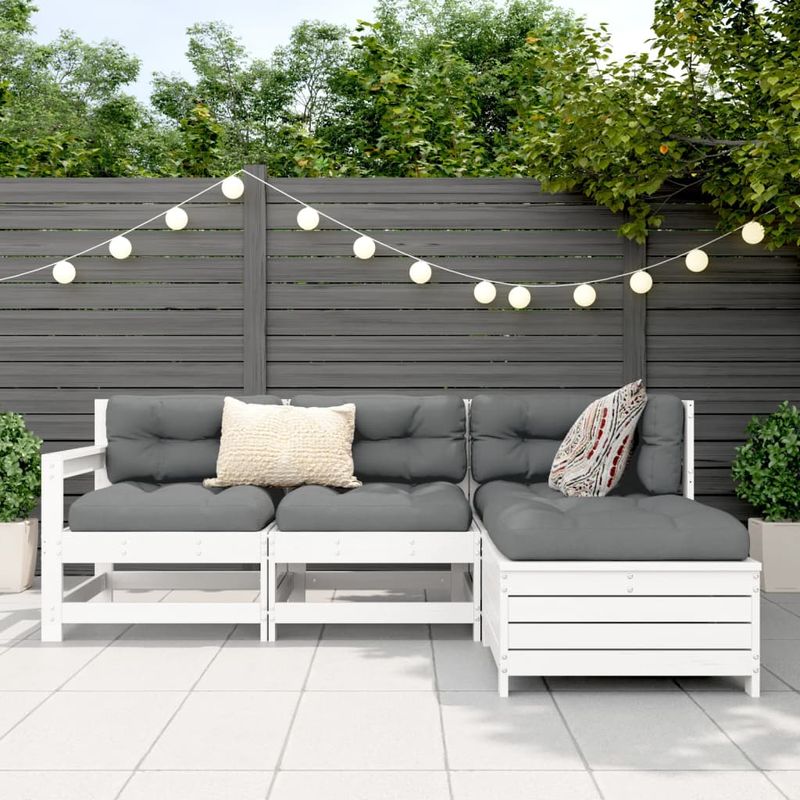 Casa si Gradina - Gradina si terasa - Mobilier exterior - Seturi mobila gradina - Set canapea de gradina, 4 piese, alb, lemn masiv pin - Infinity.ro