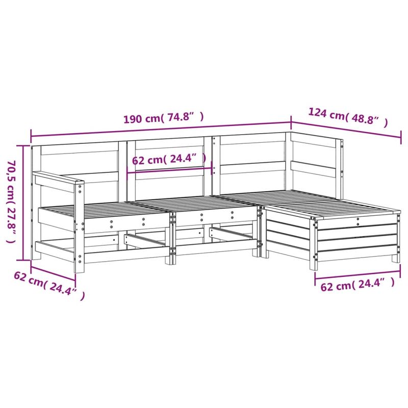 Casa si Gradina - Gradina si terasa - Mobilier exterior - Seturi mobila gradina - Set canapea de gradina, 4 piese, alb, lemn masiv pin - Infinity.ro