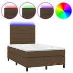 Casa si Gradina - Mobilier - Paturi si accesorii - Paturi - Pat cu arcuri, saltea si LED, maro inchis, 120x190 cm, textil - Infinity.ro