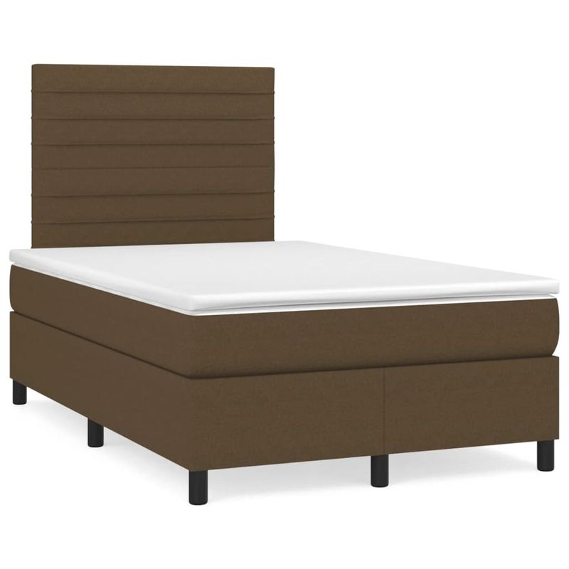 Casa si Gradina - Mobilier - Paturi si accesorii - Paturi - Pat cu arcuri, saltea si LED, maro inchis, 120x190 cm, textil - Infinity.ro