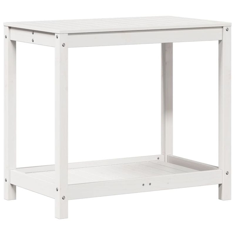 Casa si Gradina - Gradinarit si plante - Plante si ghivece - Ghivece si suporturi - Masa de plantare cu polita alb 82,5x50x75 cm, lemn masiv de pin - Infinity.ro