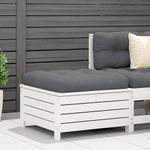 Casa si Gradina - Gradina si terasa - Mobilier exterior - Canapele si fotolii gradina - Taburet de gradina cu perna, alb, lemn masiv de pin - Infinity.ro