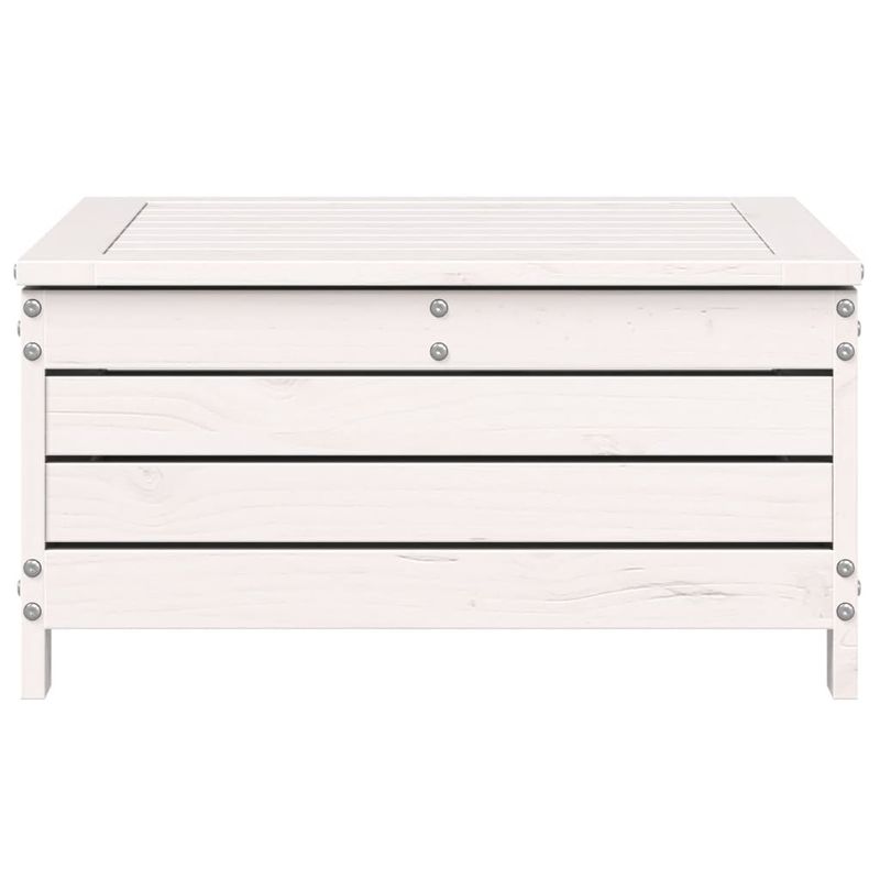 Casa si Gradina - Gradina si terasa - Mobilier exterior - Canapele si fotolii gradina - Taburet de gradina cu perna, alb, lemn masiv de pin - Infinity.ro
