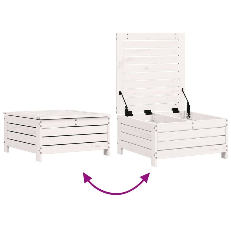 Casa si Gradina - Gradina si terasa - Mobilier exterior - Canapele si fotolii gradina - Taburet de gradina cu perna, alb, lemn masiv de pin - Infinity.ro