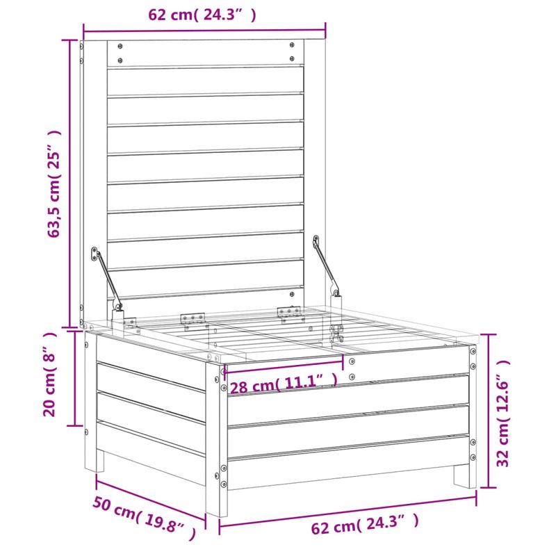 Casa si Gradina - Gradina si terasa - Mobilier exterior - Canapele si fotolii gradina - Taburet de gradina cu perna, alb, lemn masiv de pin - Infinity.ro
