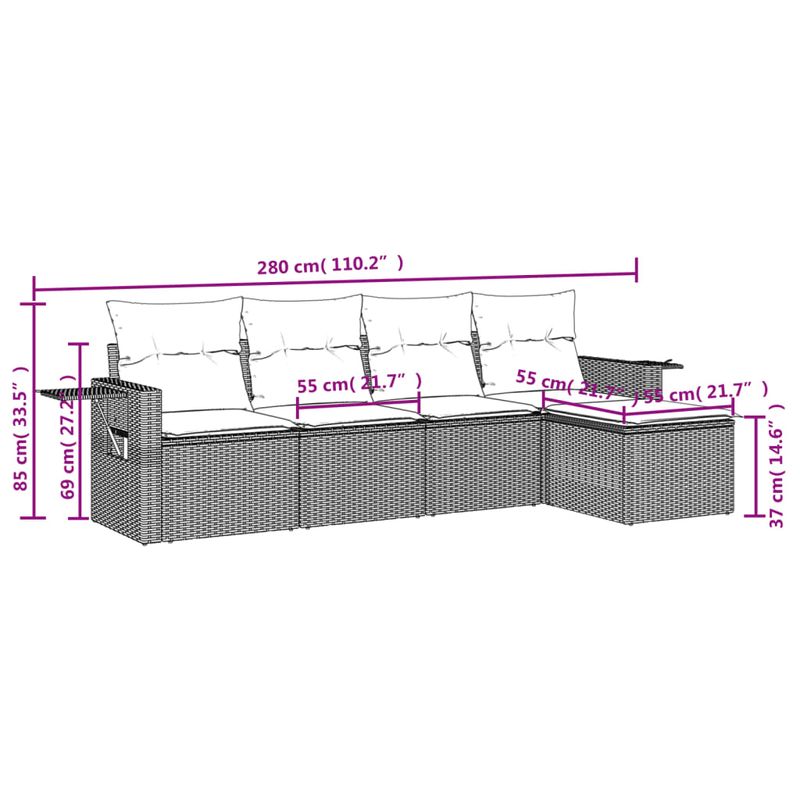 Casa si Gradina - Gradina si terasa - Mobilier exterior - Seturi mobila gradina - Set canapele de gradina cu perne, 5 piese, maro, poliratan - Infinity.ro