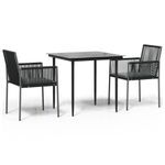 Casa si Gradina - Gradina si terasa - Mobilier exterior - Seturi mobila gradina - Set mobilier gradina cu perne, 3 piese, negru, poliratan & otel - Infinity.ro