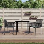 Casa si Gradina - Gradina si terasa - Mobilier exterior - Seturi mobila gradina - Set mobilier gradina cu perne, 3 piese, negru, poliratan & otel - Infinity.ro