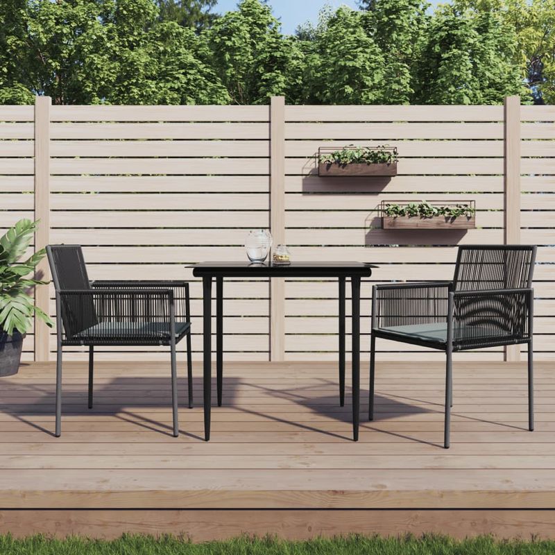 Casa si Gradina - Gradina si terasa - Mobilier exterior - Seturi mobila gradina - Set mobilier gradina cu perne, 3 piese, negru, poliratan & otel - Infinity.ro
