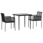 Casa si Gradina - Gradina si terasa - Mobilier exterior - Seturi mobila gradina - Set mobilier gradina cu perne, 3 piese, negru, poliratan & otel - Infinity.ro