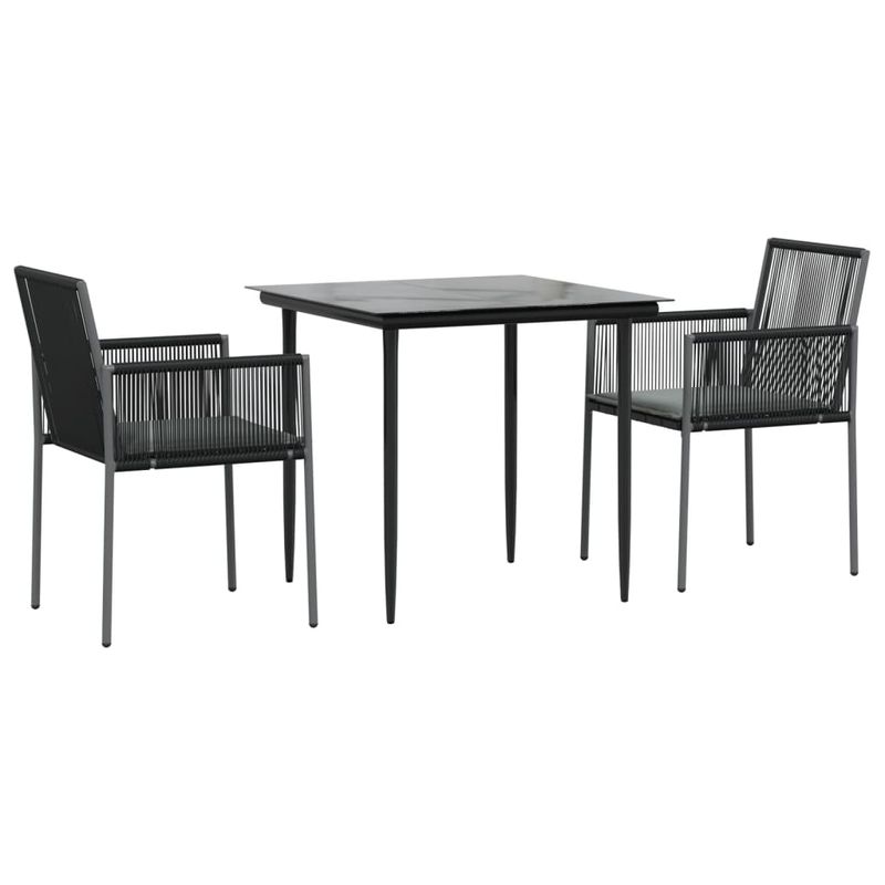 Casa si Gradina - Gradina si terasa - Mobilier exterior - Seturi mobila gradina - Set mobilier gradina cu perne, 3 piese, negru, poliratan & otel - Infinity.ro