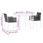 Casa si Gradina - Gradina si terasa - Mobilier exterior - Seturi mobila gradina - Set mobilier gradina cu perne, 3 piese, negru, poliratan & otel - Infinity.ro