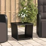 Casa si Gradina - Gradina si terasa - Mobilier exterior - Mese gradina - Masa de ceai blat din lemn, blat din sticla, negru, poliratan/sticla securiz. - Infinity.ro