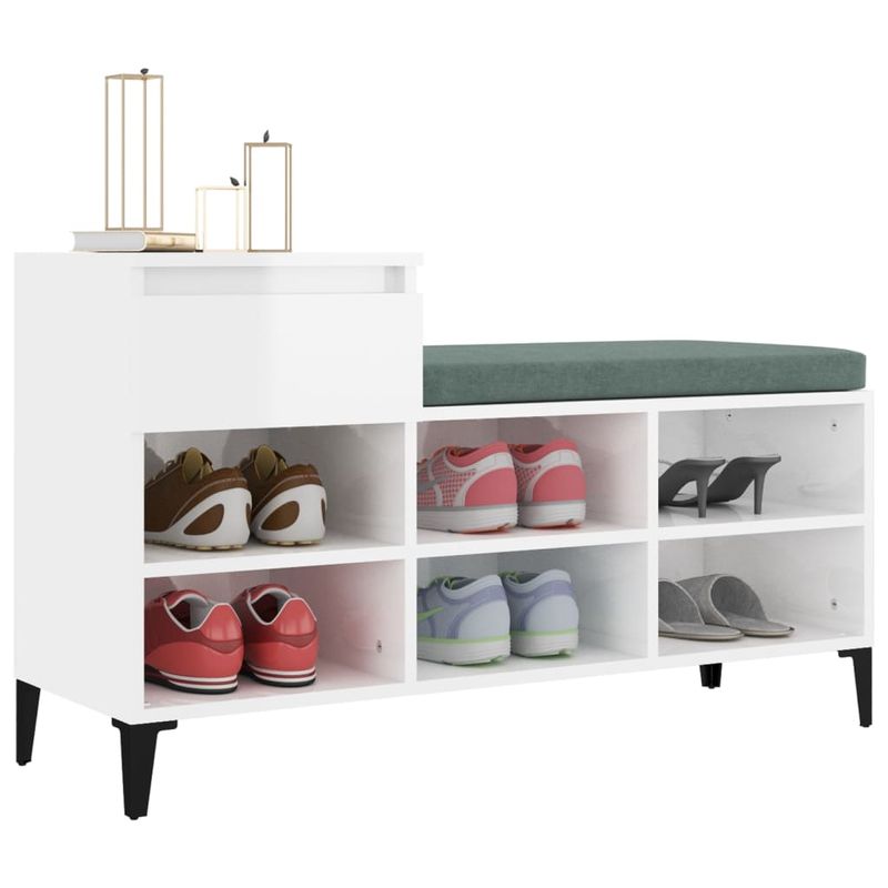 Casa si Gradina - Mobilier - Organizare si depozitare - Organizator incaltaminte - Pantofar, alb extralucios, 102x36x60 cm, lemn compozit - Infinity.ro