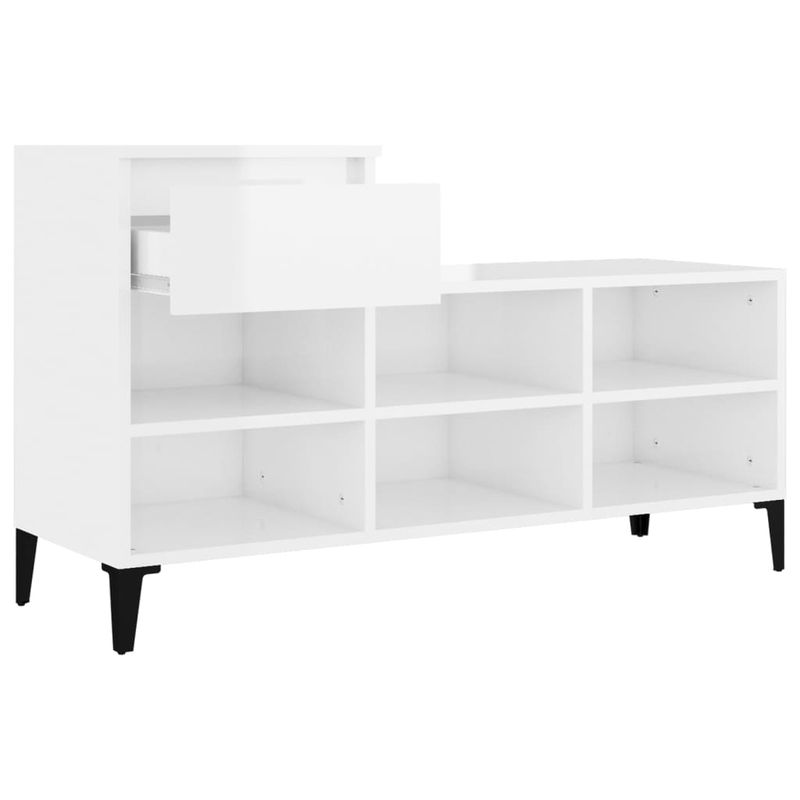 Casa si Gradina - Mobilier - Organizare si depozitare - Organizator incaltaminte - Pantofar, alb extralucios, 102x36x60 cm, lemn compozit - Infinity.ro