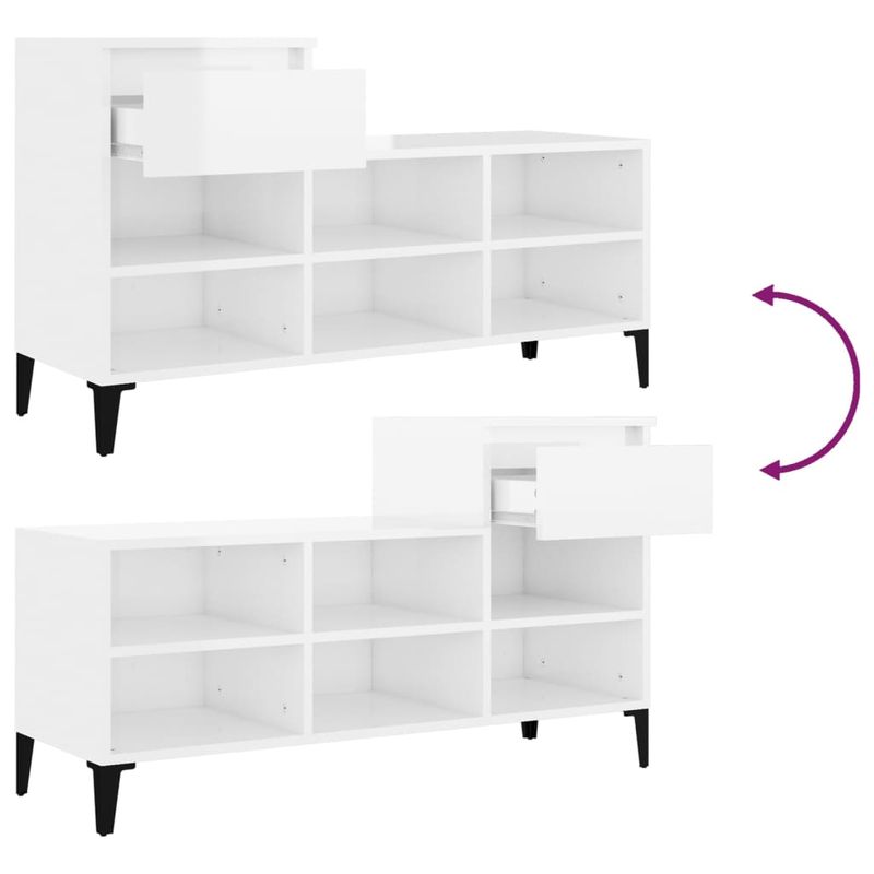 Casa si Gradina - Mobilier - Organizare si depozitare - Organizator incaltaminte - Pantofar, alb extralucios, 102x36x60 cm, lemn compozit - Infinity.ro
