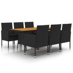 Casa si Gradina - Gradina si terasa - Mobilier exterior - Seturi mobila gradina - Set mobilier de exterior, 7 piese, negru, poliratan - Infinity.ro