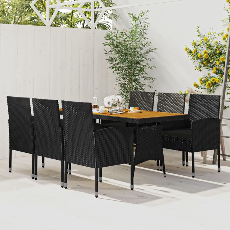 Casa si Gradina - Gradina si terasa - Mobilier exterior - Seturi mobila gradina - Set mobilier de exterior, 7 piese, negru, poliratan - Infinity.ro