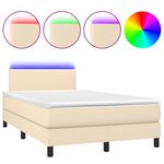 Casa si Gradina - Mobilier - Paturi si accesorii - Paturi - Pat cu arcuri, saltea si LED, crem, 120x200 cm, textil - Infinity.ro