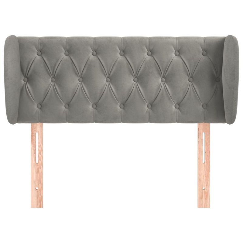 Casa si Gradina - Mobilier - Paturi si accesorii - Accesorii paturi - Tablie de pat cu aripioare gri deschis 103x23x78/88 cm catifea - Infinity.ro