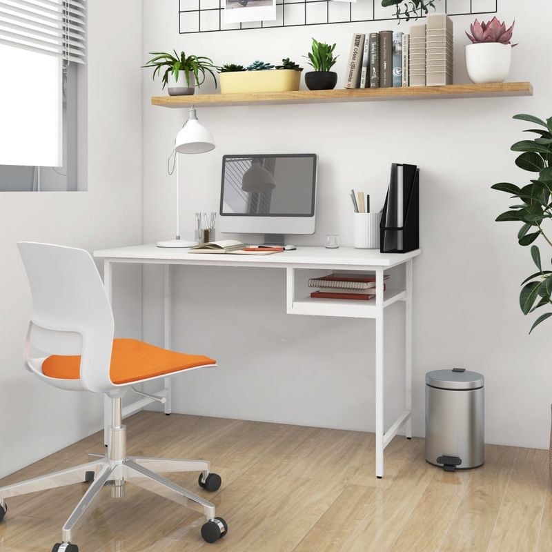 Casa si Gradina - Mobilier - Mese si birouri - Birouri - Birou de calculator, alb, 105x55x72 cm, MDF si metal - Infinity.ro