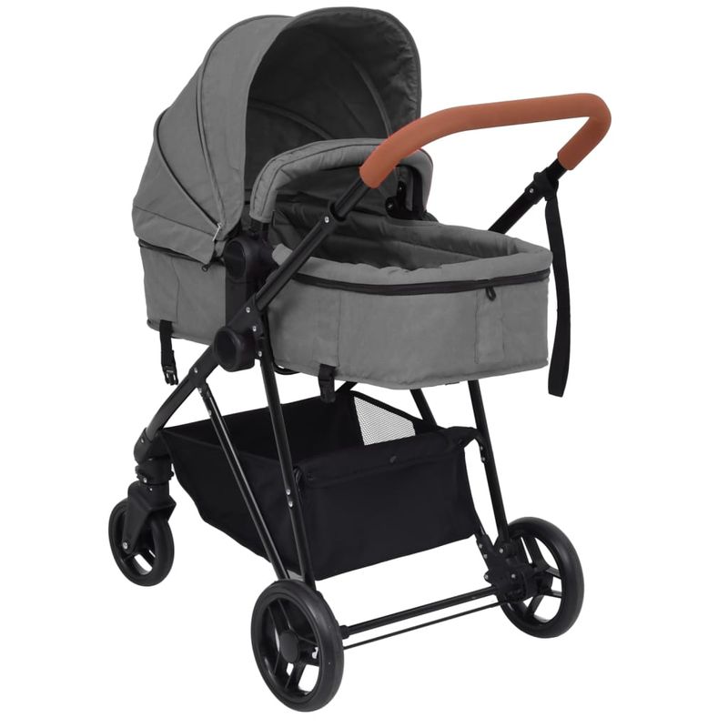 Jucarii, Copii si Bebe - Carucioare si articole de transport - Carucioare - Carucioare standard - Carucior pentru copii 3-in-1, gri deschis si negru, otel - Infinity.ro