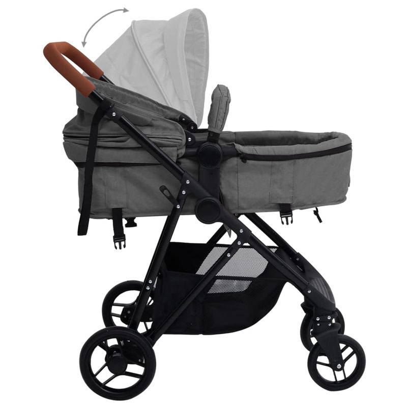 Jucarii, Copii si Bebe - Carucioare si articole de transport - Carucioare - Carucioare standard - Carucior pentru copii 3-in-1, gri deschis si negru, otel - Infinity.ro
