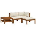 Casa si Gradina - Gradina si terasa - Mobilier exterior - Seturi mobila gradina - Set mobilier gradina cu perne crem, 4 piese, lemn masiv acacia - Infinity.ro