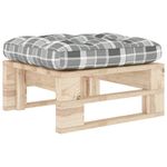 Casa si Gradina - Gradina si terasa - Mobilier exterior - Canapele si fotolii gradina - Otoman de gradina din paleti, lemn de pin tratat, model gri carouri, model taburet - Infinity.ro