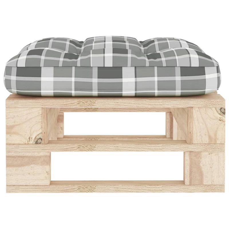 Casa si Gradina - Gradina si terasa - Mobilier exterior - Canapele si fotolii gradina - Otoman de gradina din paleti, lemn de pin tratat, model gri carouri, model taburet - Infinity.ro