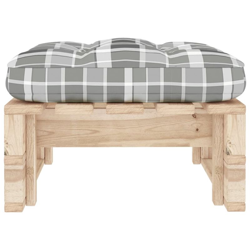Casa si Gradina - Gradina si terasa - Mobilier exterior - Canapele si fotolii gradina - Otoman de gradina din paleti, lemn de pin tratat, model gri carouri, model taburet - Infinity.ro