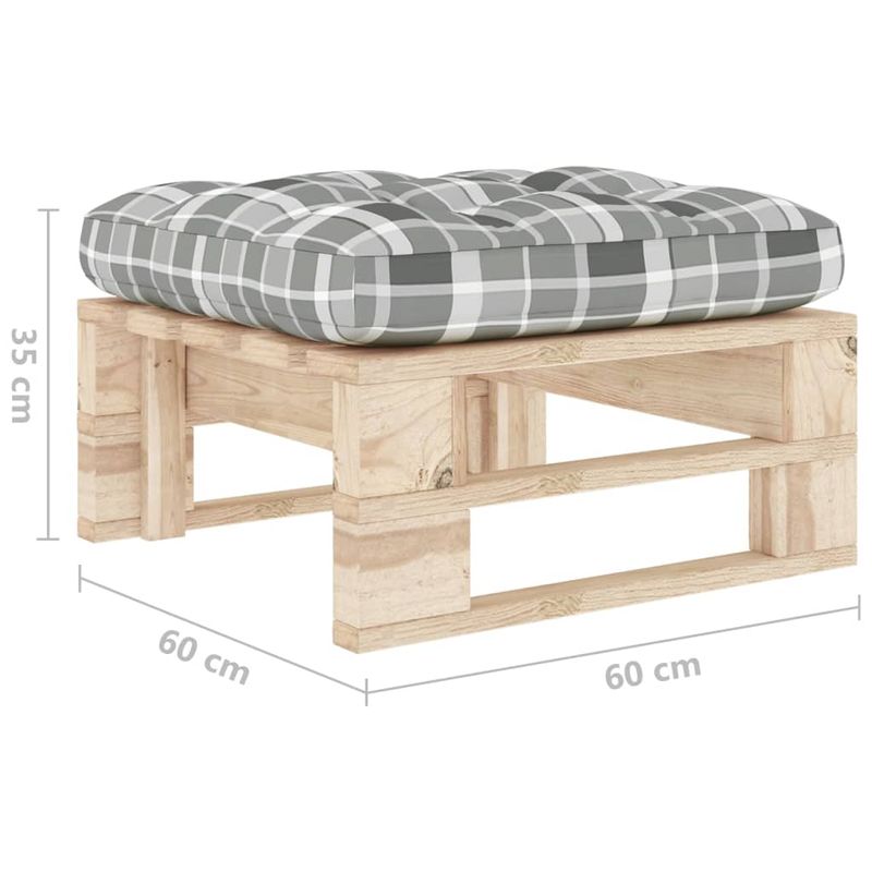 Casa si Gradina - Gradina si terasa - Mobilier exterior - Canapele si fotolii gradina - Otoman de gradina din paleti, lemn de pin tratat, model gri carouri, model taburet - Infinity.ro