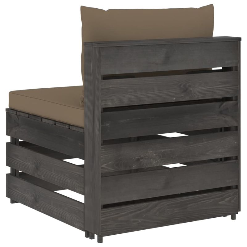 Casa si Gradina - Gradina si terasa - Mobilier exterior - Canapele si fotolii gradina - Canapea de colt modulara cu perne, lemn impregnat, gri taupe și gri, model canapea de mijloc - Infinity.ro