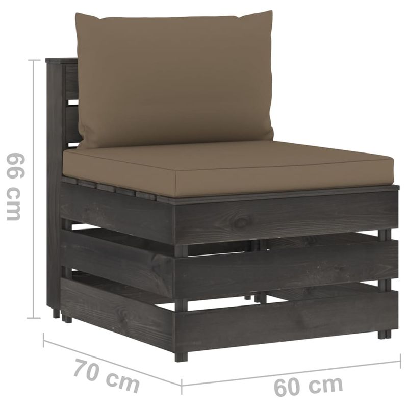 Casa si Gradina - Gradina si terasa - Mobilier exterior - Canapele si fotolii gradina - Canapea de colt modulara cu perne, lemn impregnat, gri taupe și gri, model canapea de mijloc - Infinity.ro