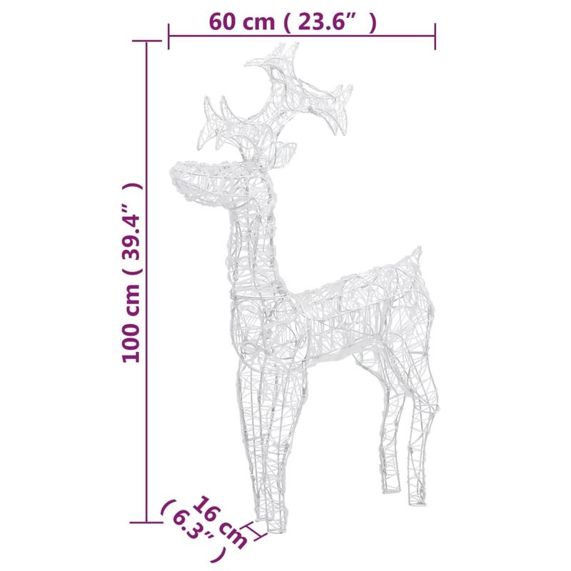 Casa si Gradina - Decoratiuni - Decoratiuni de sezon - Decoratiune de Crăciun ren, 2 buc., 60x16x100 cm, acril, alb rece - Infinity.ro